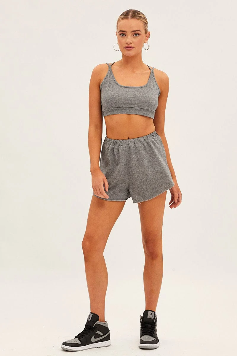 Grey Crop Top Loungewear Set