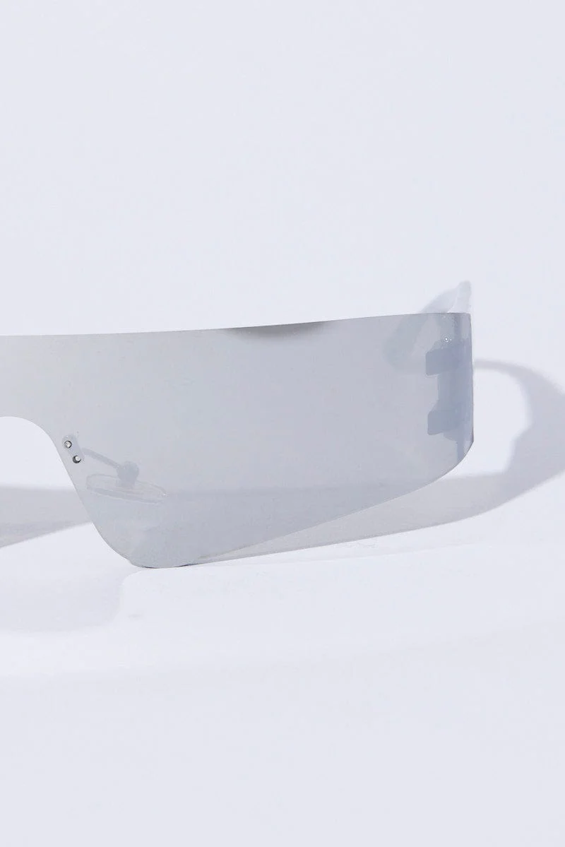 Silver Wrap Visor Sunglasses