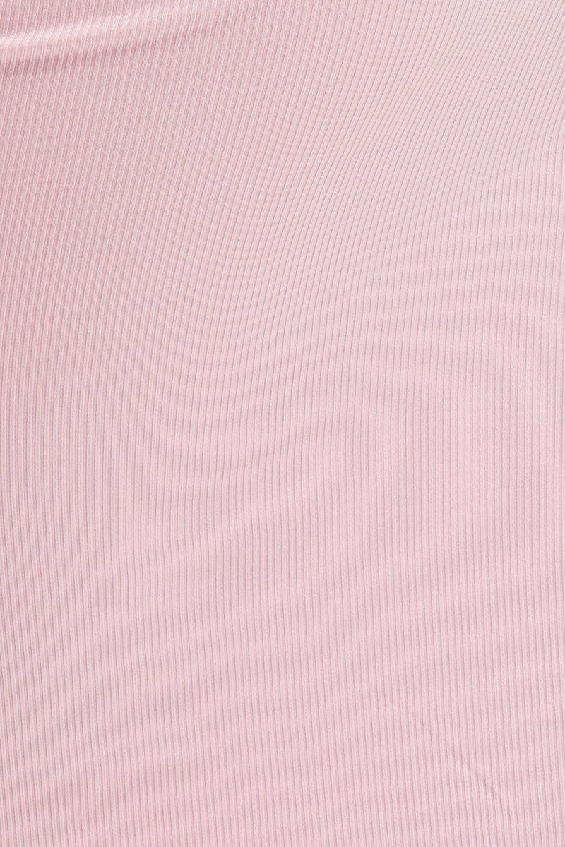 Pink Midi Dress Ribbed Cut Out