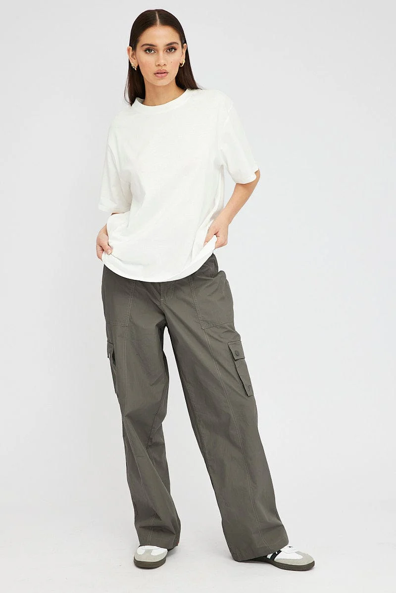 White Oversized T Shirt Short Sleeve Crew Neck