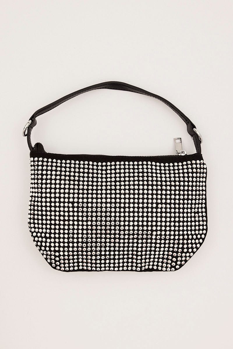 Silver Rhinestone Decor Shoulder Bag