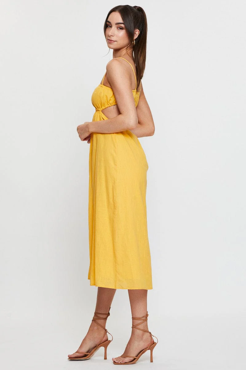 Orange Midi Dress Sleeveless