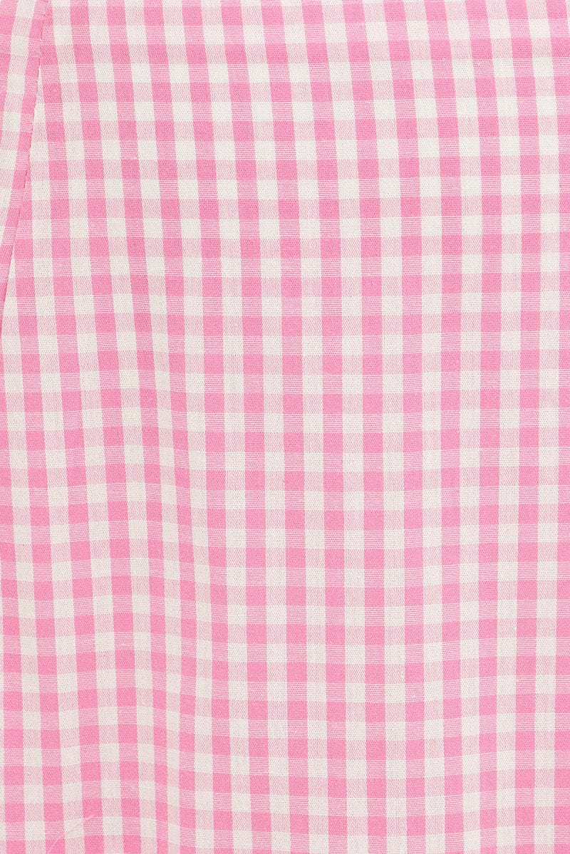 Check Maxi Skirt High Rise Tiered