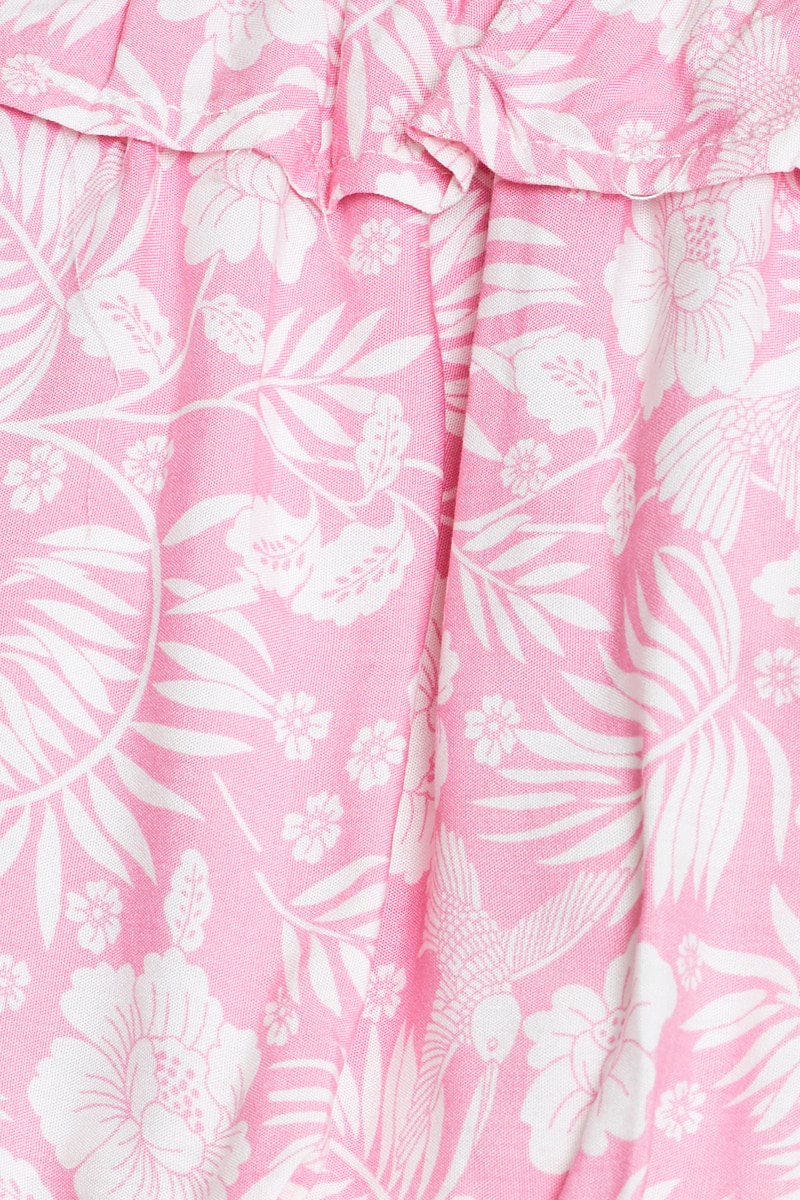 Boho Print Crop Top Short Sleeve Off Shoulder