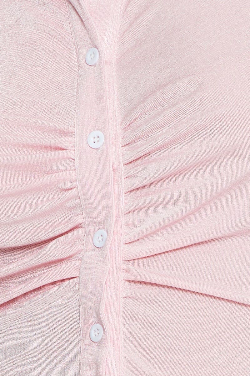 Pink Button Front Top Sleeveless