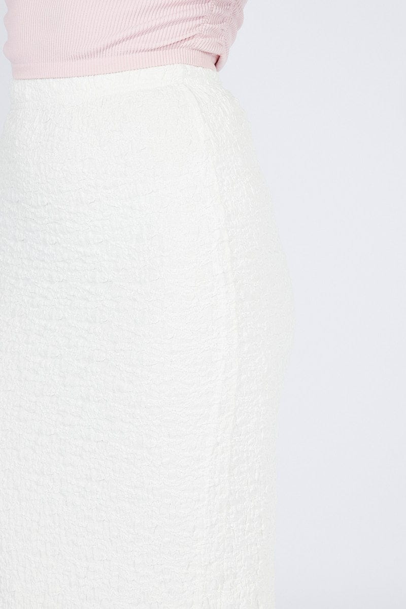 White Maxi Skirt Slim Fit Textured Jersey