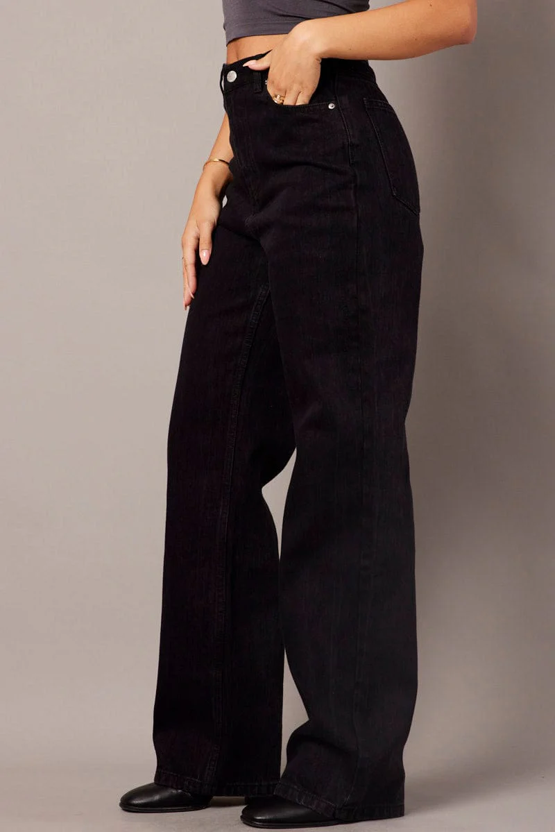 Black Wide Leg Jean High Rise