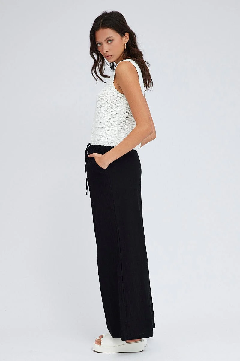 Black Wide Leg Pants Mid Rise