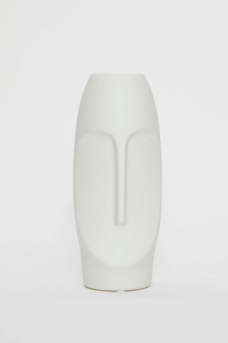 White Face Vase 24Cm Tall