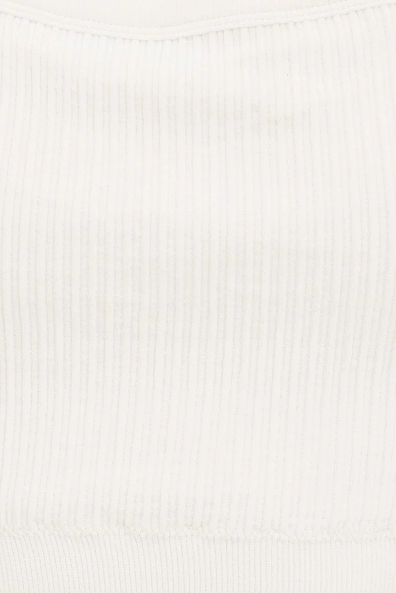 White Singlet Top Square Neck Seamless