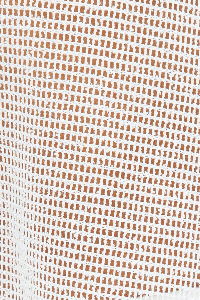 White Collar Knit Top Short Sleeve