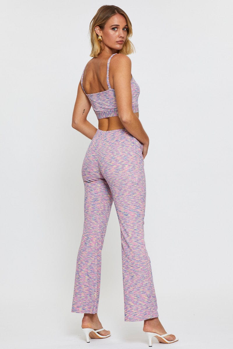 Multi Flare Pants Elastic Waist