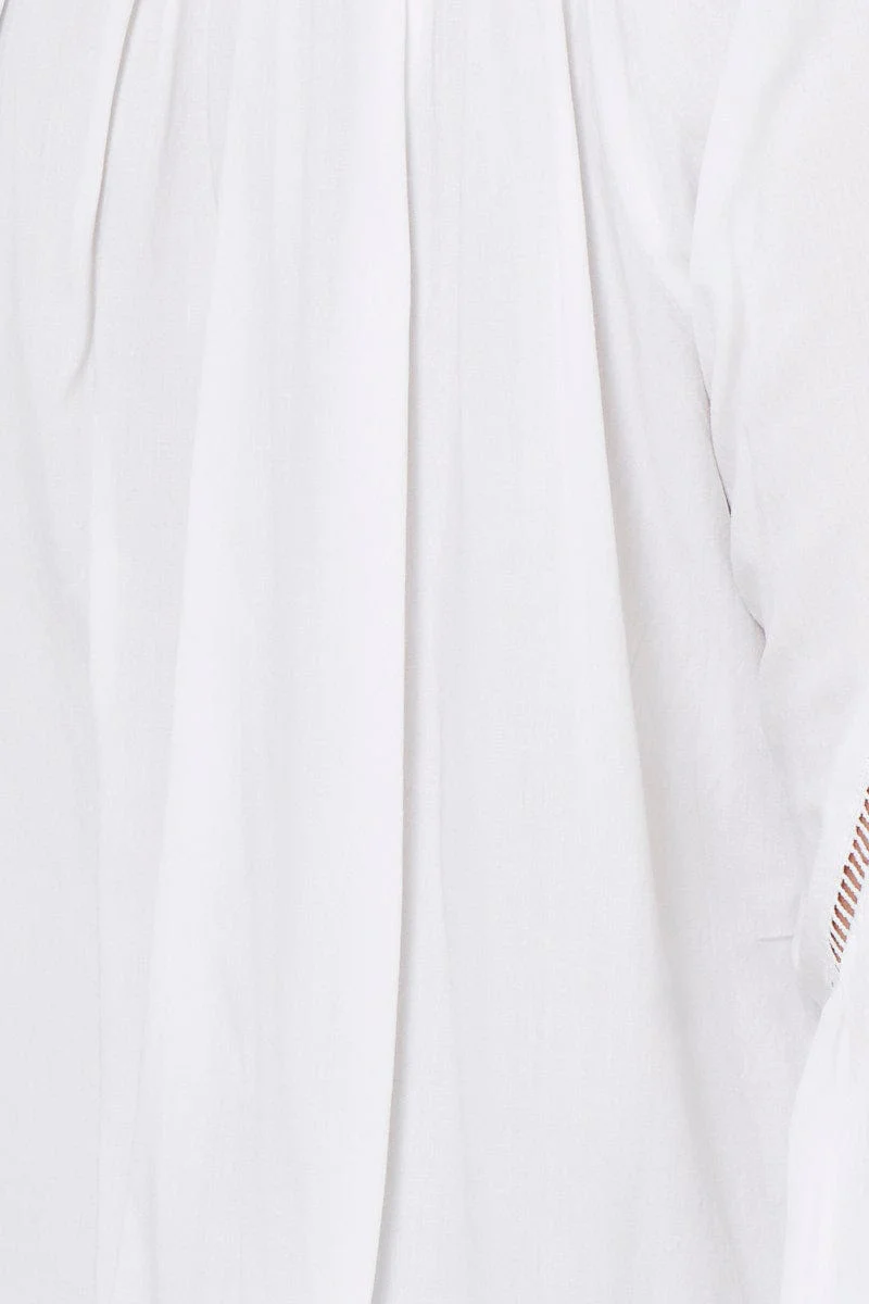 White Relaxed Top Short Sleeve Oversized Linen