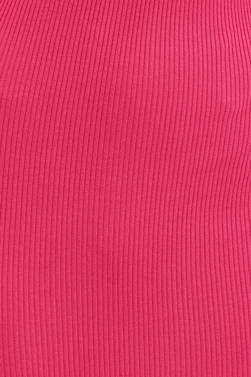 Pink Knit Dress Midi Halter Neck Binding Detail