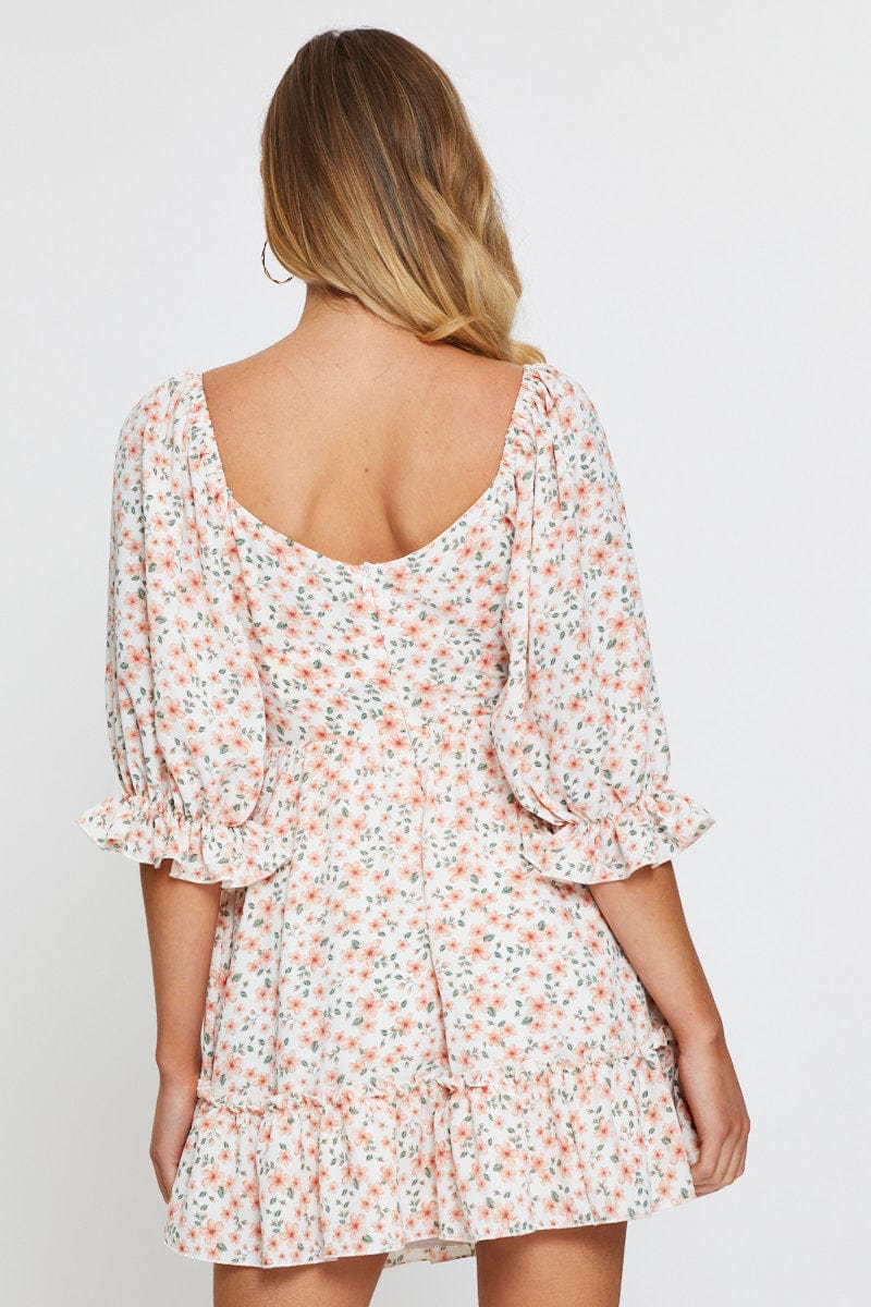 Print Mini Dress Long Sleeve