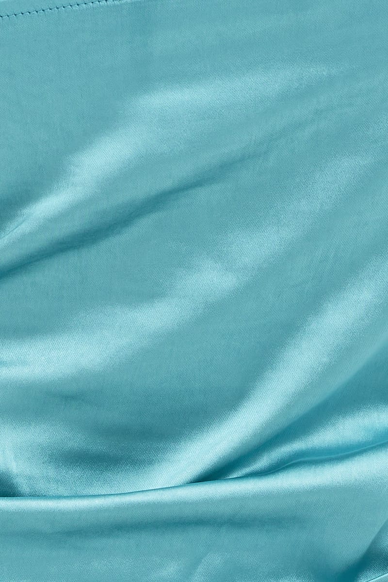 Blue Cami Top Sleeveless Cowl Neck Satin