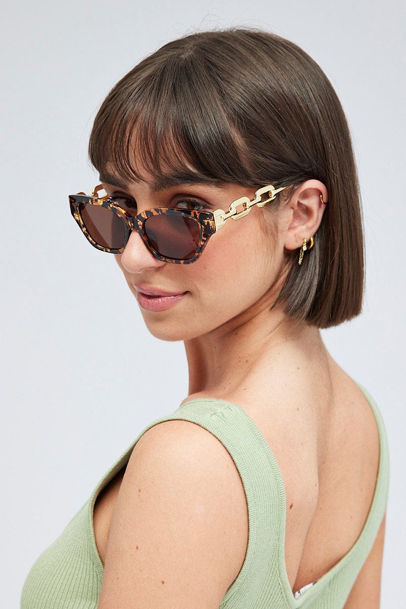 Brown Animal Print Fashion Sunglasses