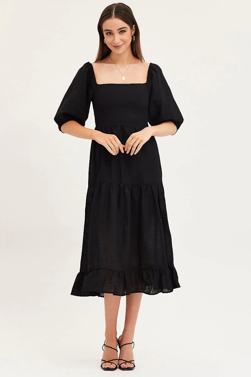 Black Maxi Dress Linen