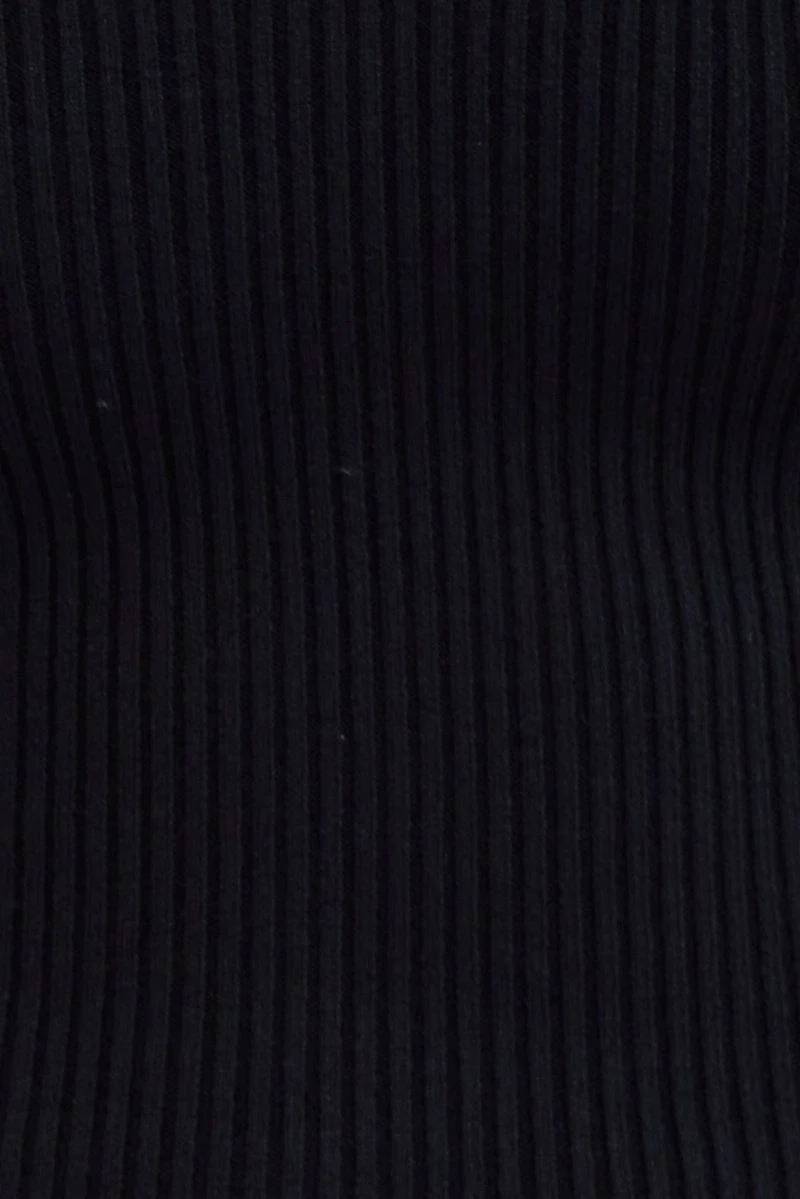 Black Midi Dress Long Sleeve Sweetheart Contrast Bind