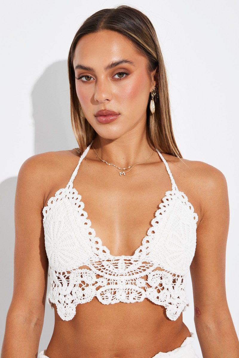 White Crochet Top