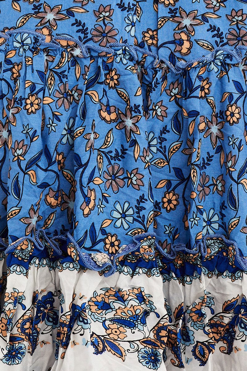 Boho Print V-Neck Short Sleeve Mini Skater Dress