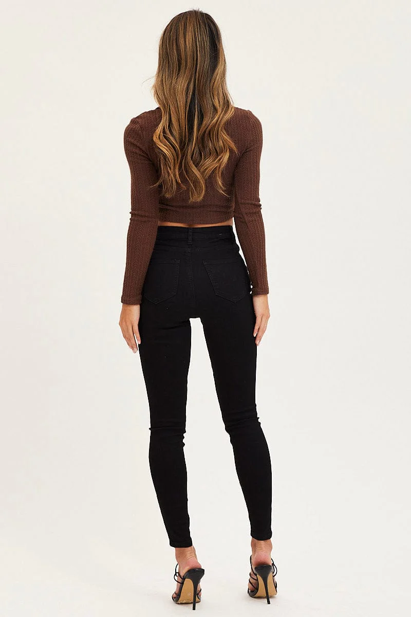 Black Skinny Denim Jeans High Rise