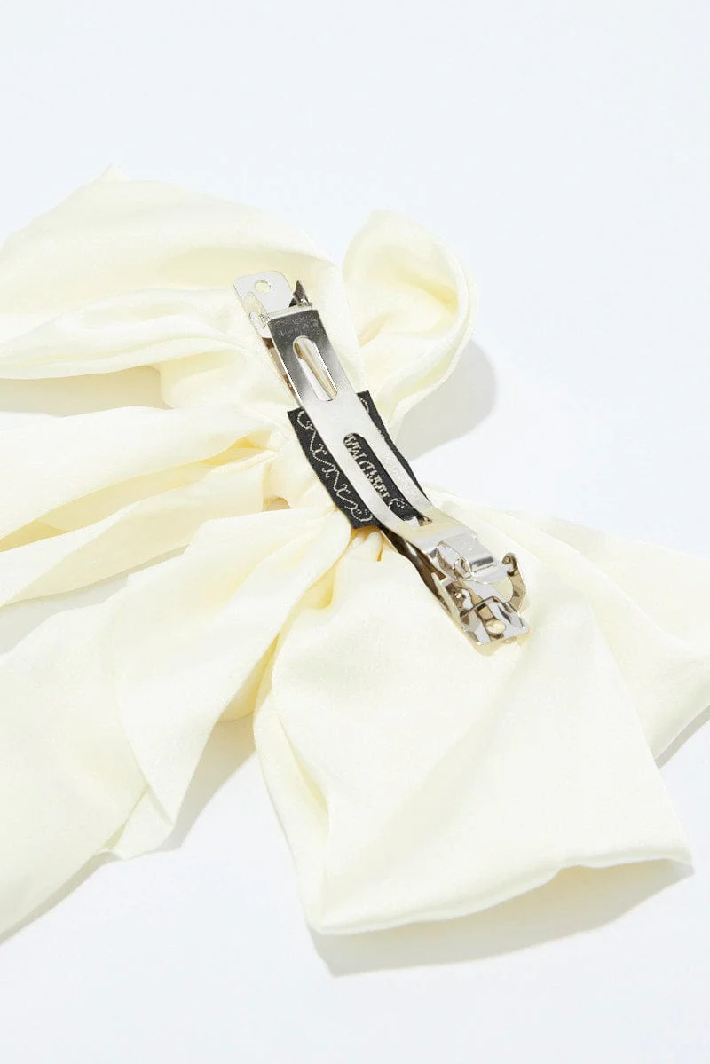 White Large Bow Hair Clip
