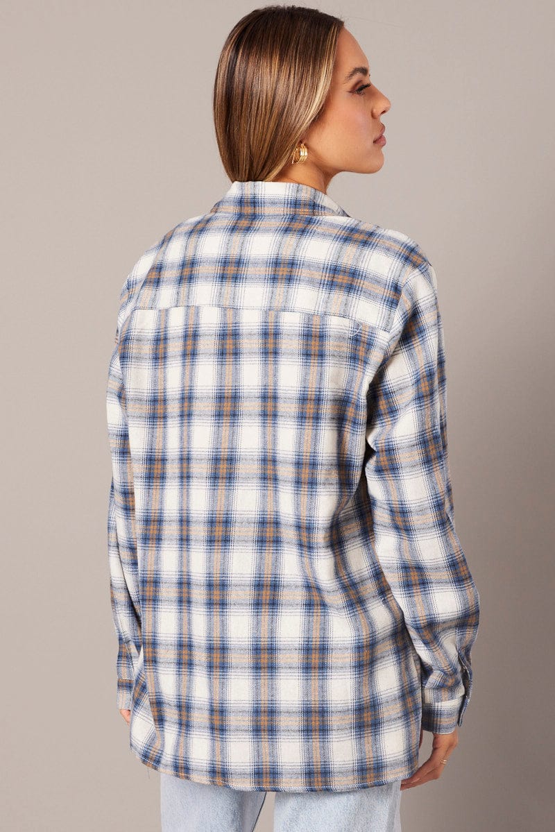 Blue Check Relaxed Shirt Long Sleeve