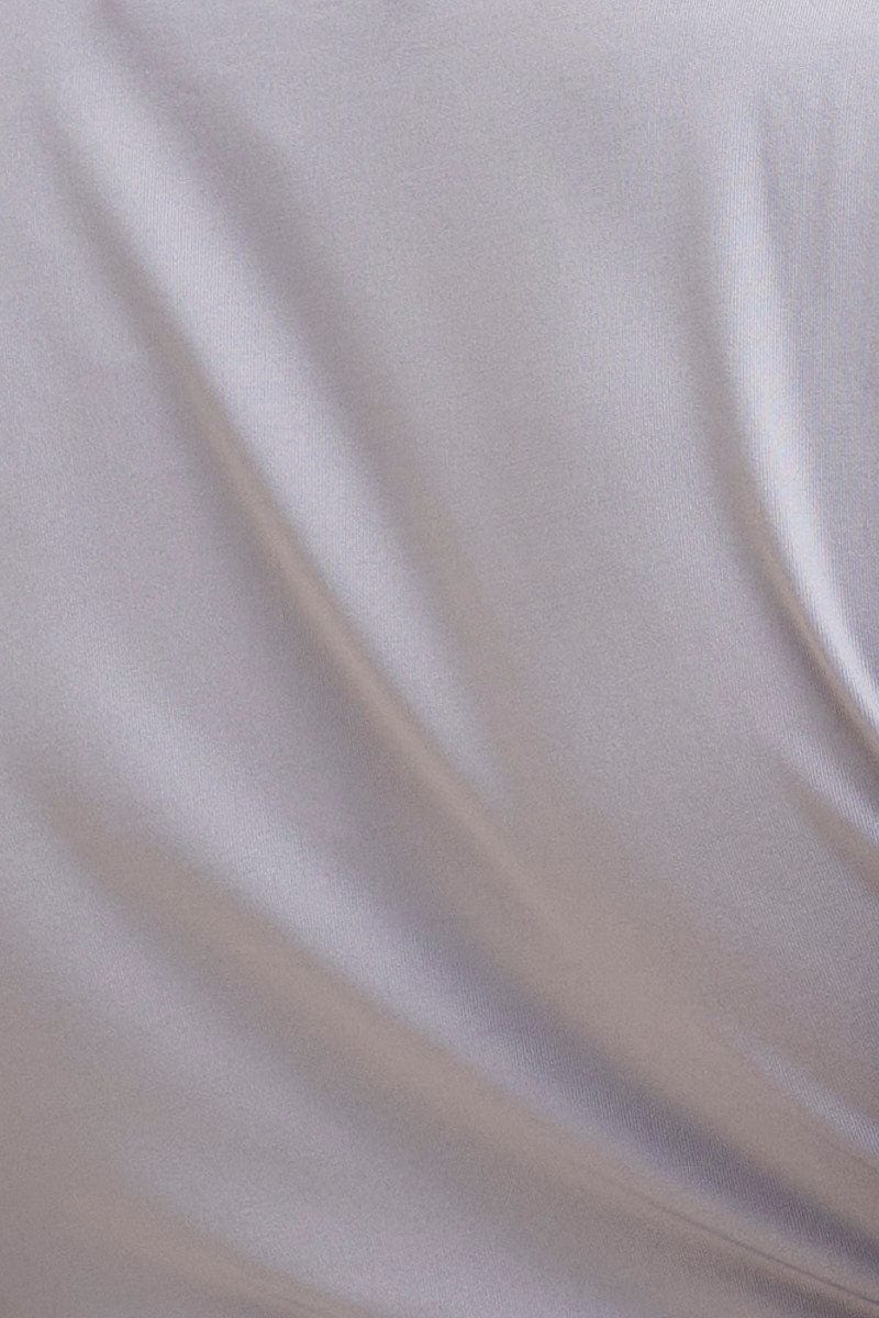 Blue Crop Top Smooth Long Sleeve Scoop Neck