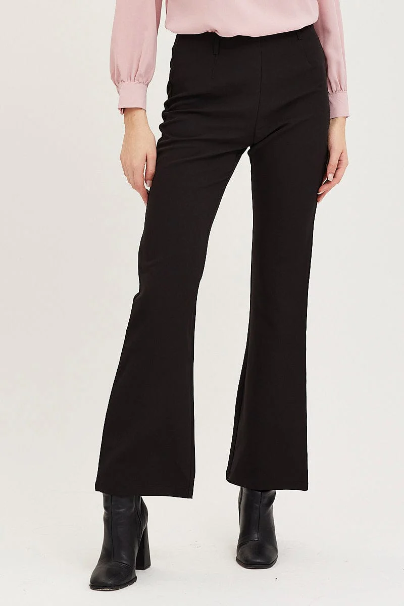 Black Flare Pants Mid Rise