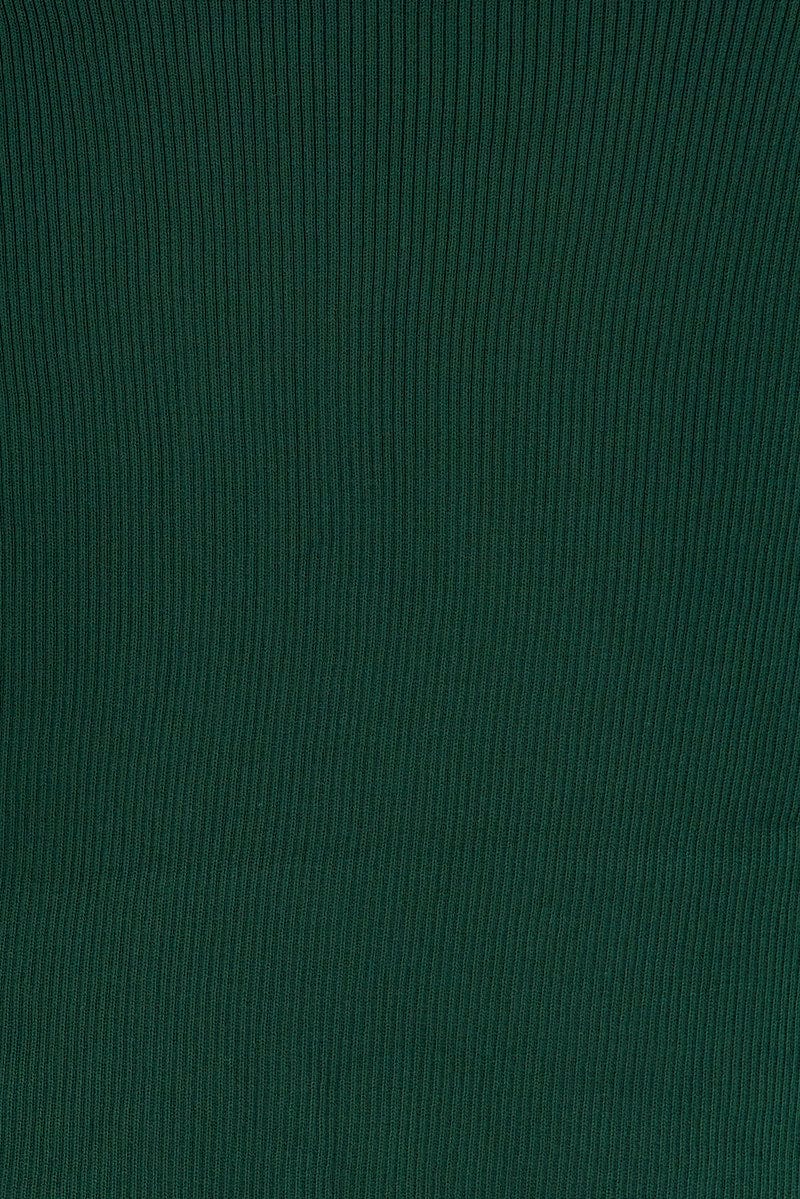 Green Knit Skirt High Rise Midi