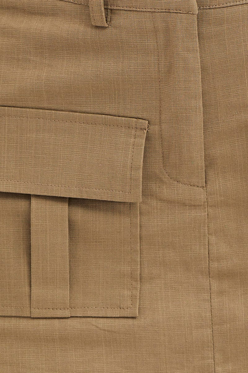 Green Mini Skirt High Rise Utility