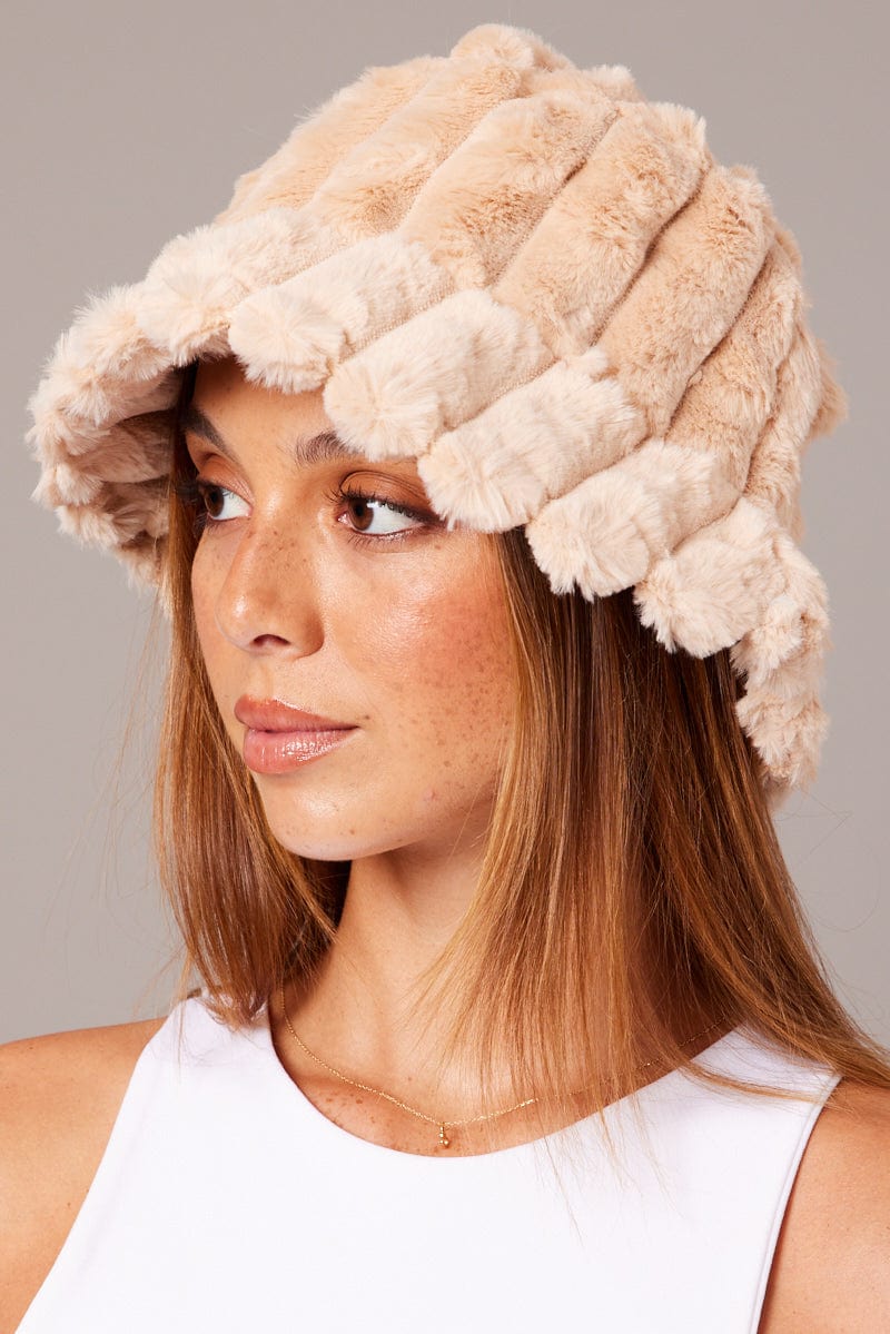 Beige Faux Fur Hat