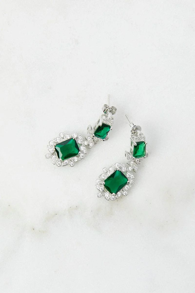 Green Crystal Earrings