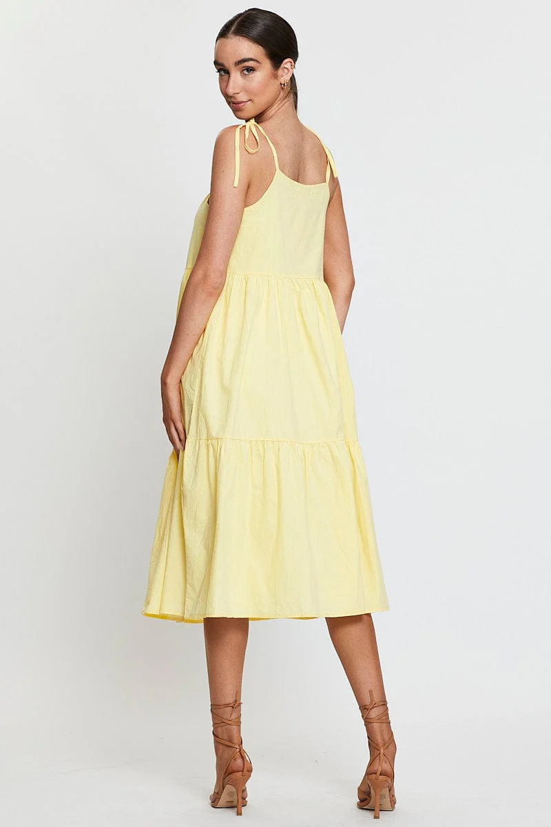 Yellow A Line Dress Midi