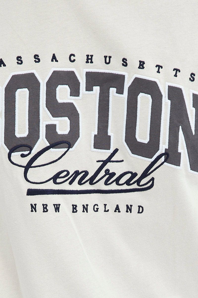 Beige Graphic Tee Short Sleeve  Oversized