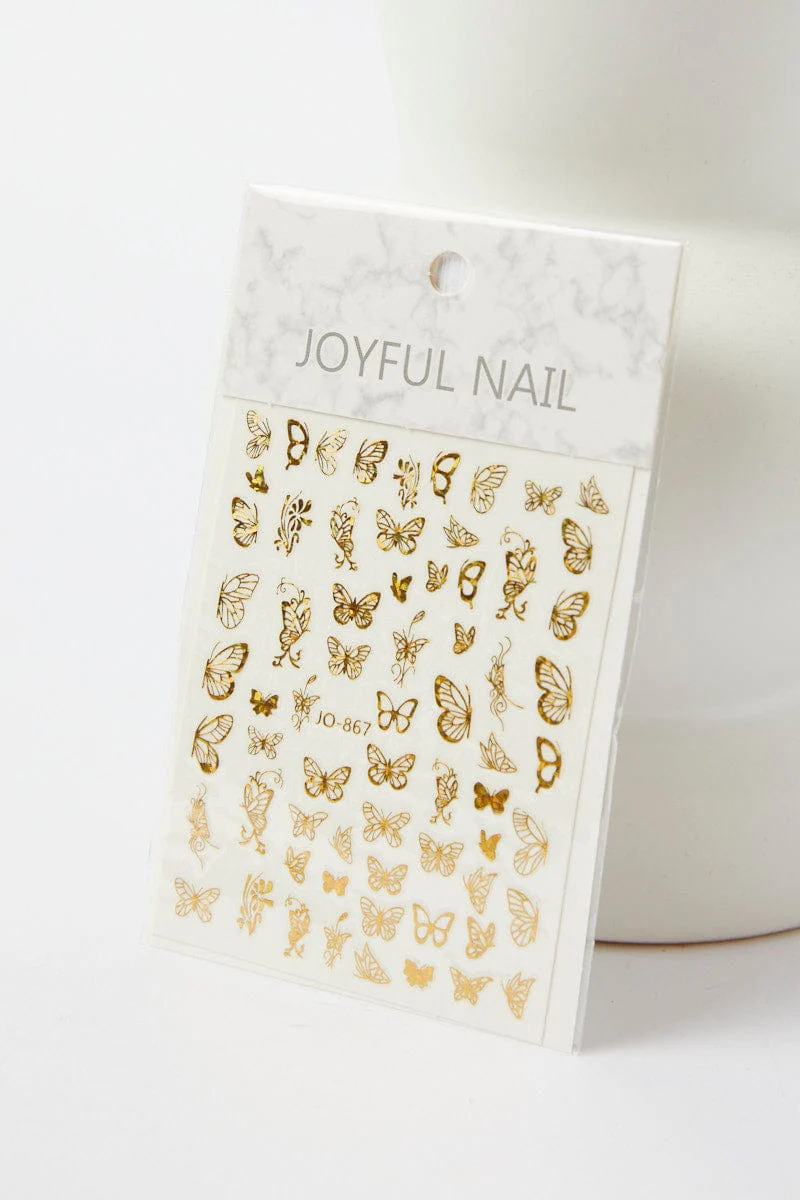 Gold Butterfly Pattern Nail Art Sticker Decals