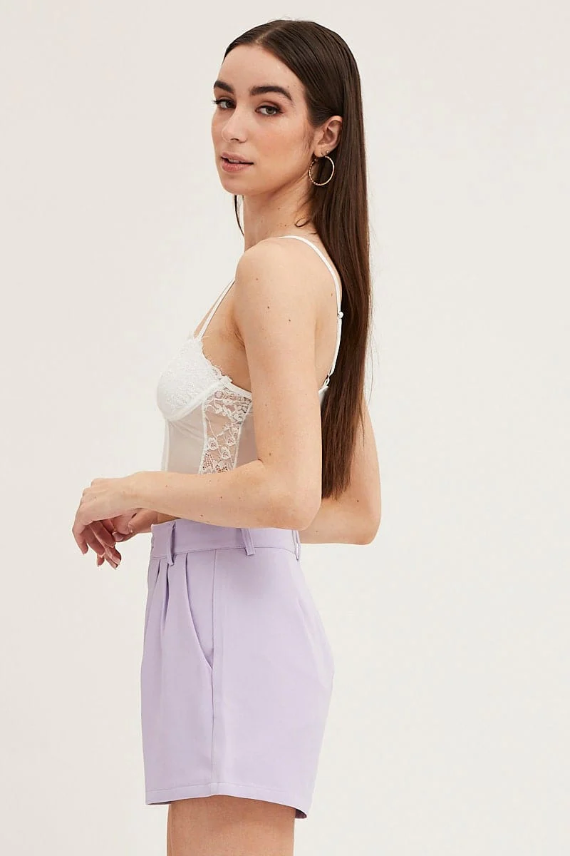 Purple High Rise Shorts