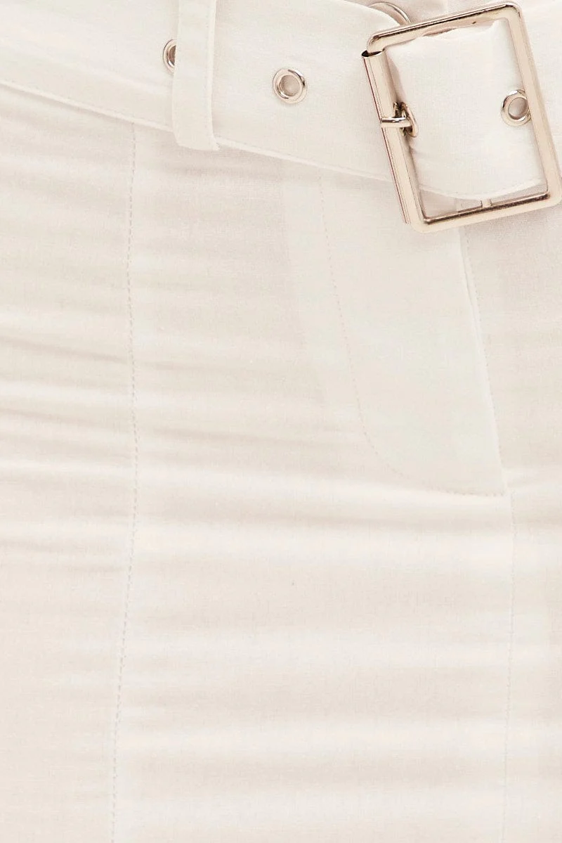 White Cargo Skirt Mini Mid Rise