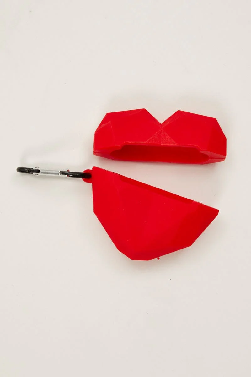 Red Heart Shape Air Pod Case
