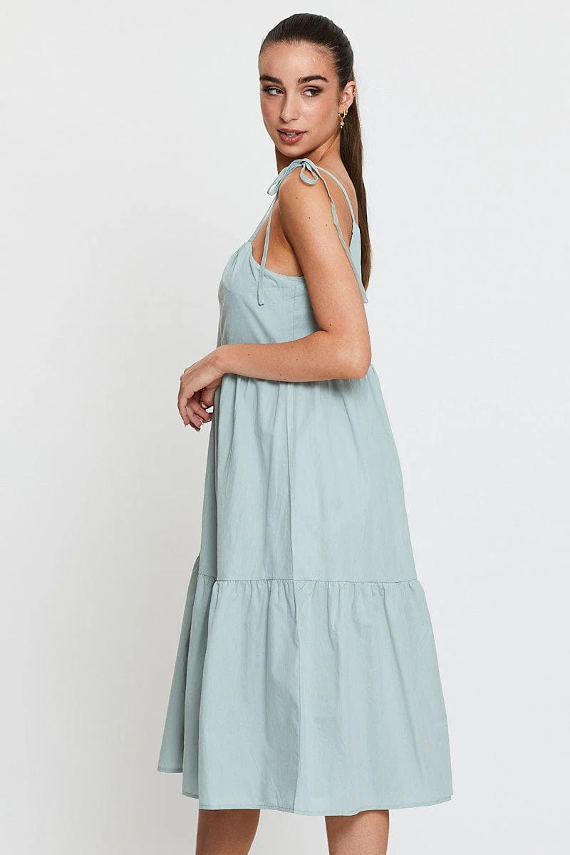 Green A Line Dress Midi