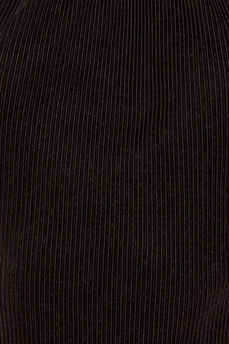 Black Halter Plisse Bodycon Dress
