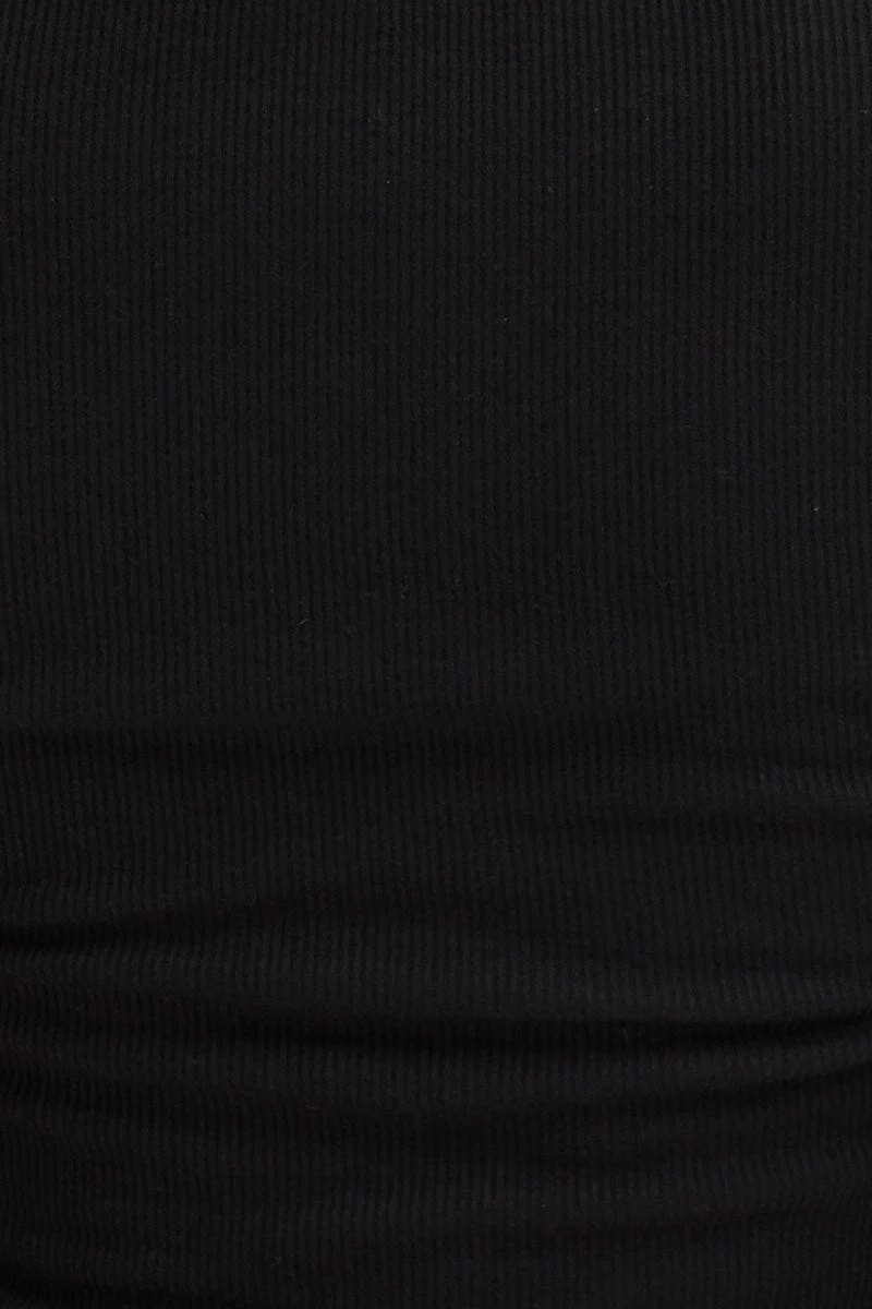 Black Ruched Top Long Sleeve