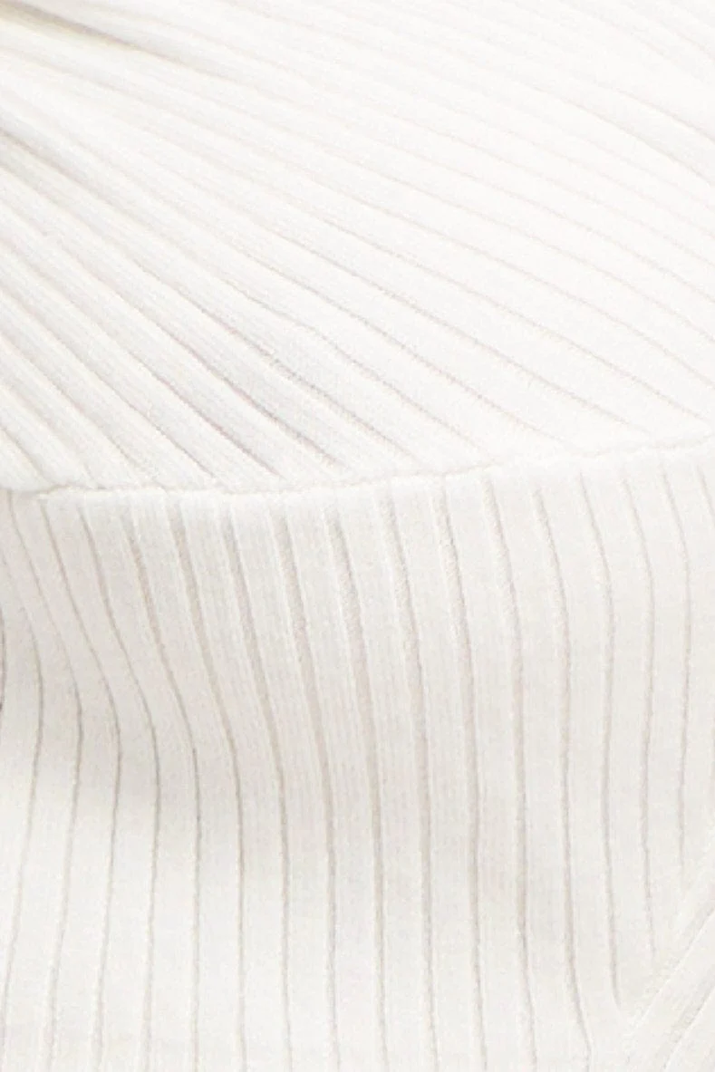 White Knit Top Sleeveless Crop Halter