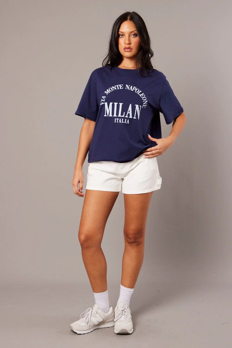Blue Graphic Tee Short Sleeve
