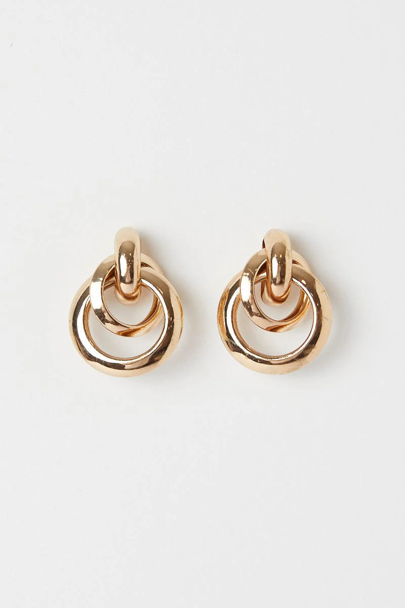 Gold Interlocked Pave Earrings