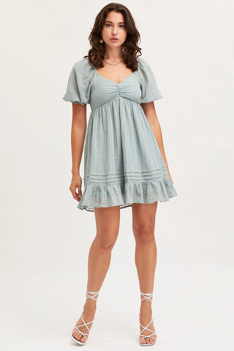 Green Dress Short Sleeve Mini