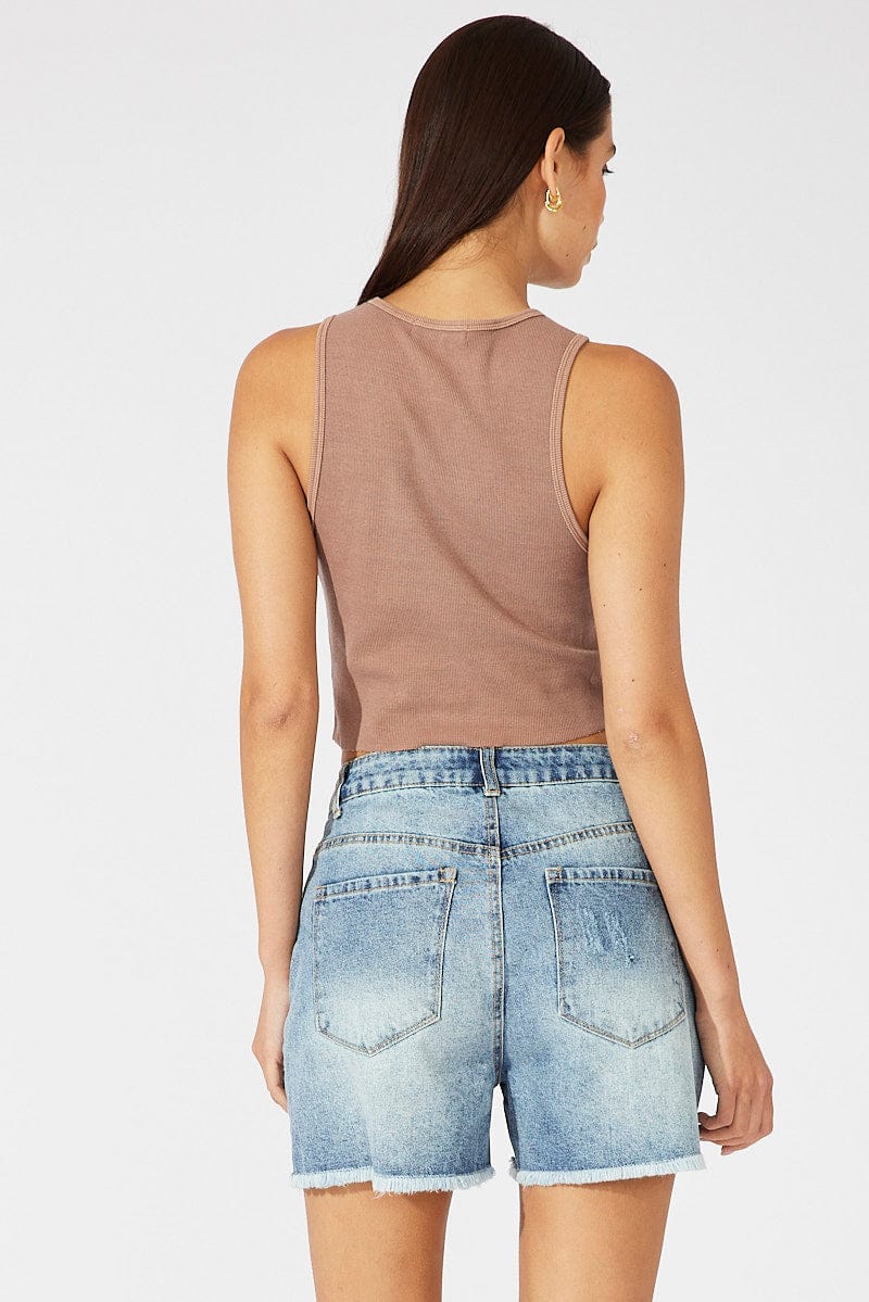 Denim Ripped Denim Bermuda Shorts