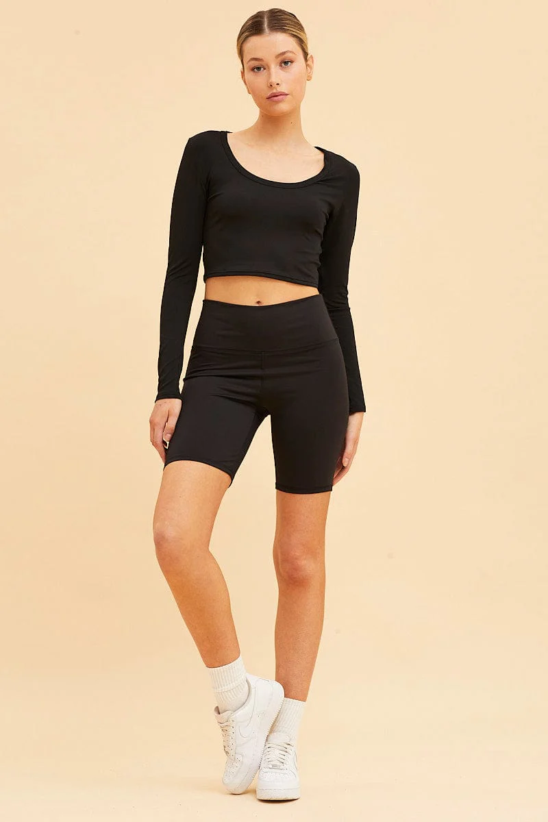 Black Bike Short 7 Length Active