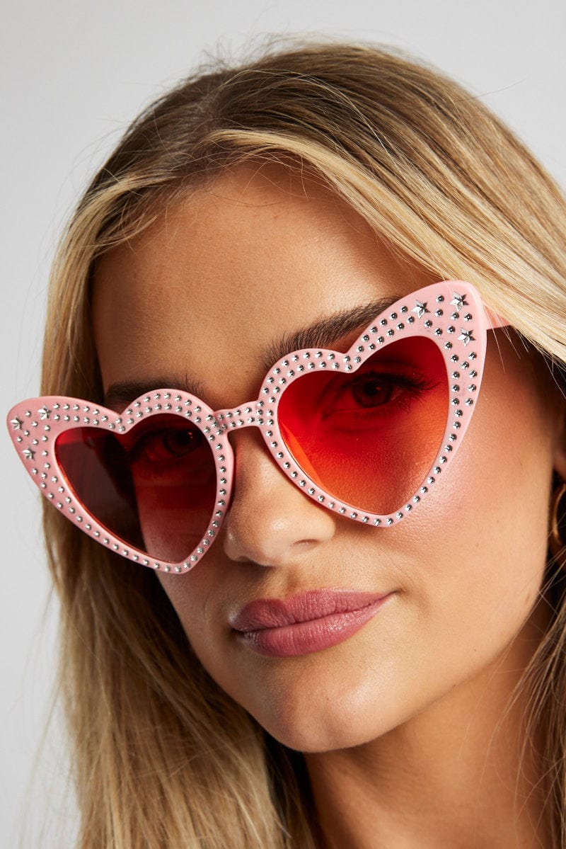Pink Heart Sunglasses